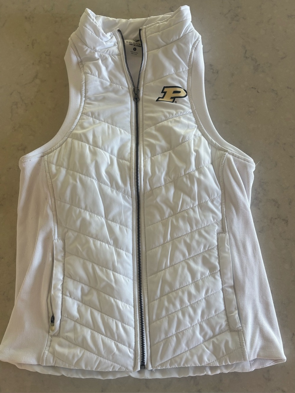 Purdue White Quilted Vest Jacket